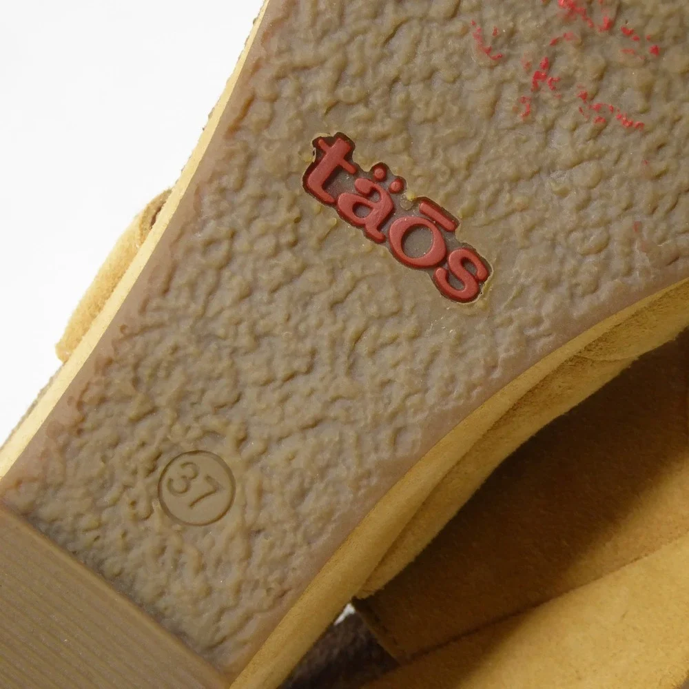 Taos Women High Society Sandals Yellow Suede Wedge Buckle Strap 37 / 6-6.5